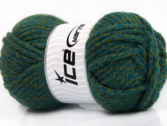 Lot of 4 x 100gr Skeins ICE ATLAS SUPERBULKY Hand Knitting Yarn Green Shades