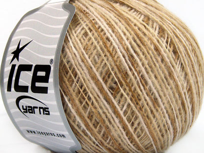 Lot of 8 Skeins ICE WOOL CORD SPORT (50% Wool) Yarn Camel Beige Cream