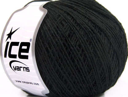 Lot of 8 Skeins ICE WOOL CORD SPORT (50% Wool) Hand Knitting Yarn Black