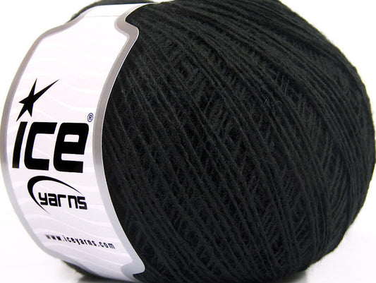 Lot of 8 Skeins ICE WOOL CORD SPORT (50% Wool) Hand Knitting Yarn Black