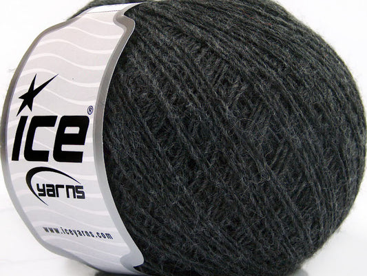 Lot of 8 Skeins ICE WOOL CORD SPORT (50% Wool) Hand Knitting Yarn Dark Grey