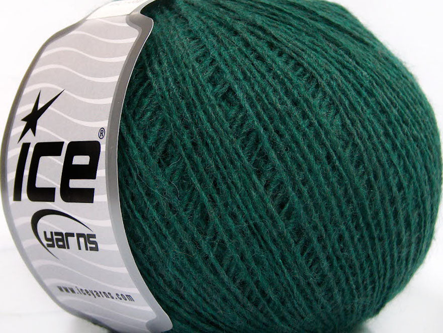 Lot of 8 Skeins Ice Yarns WOOL CORD SPORT (50% Wool) Yarn Dark Green