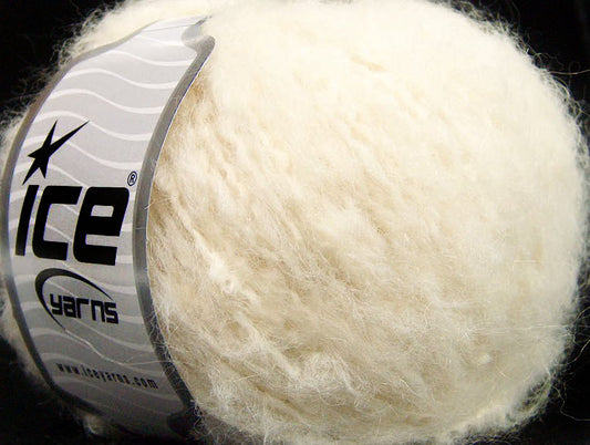 Lot of 8 Skeins ICE KAN MOHAIR (20% Mohair 25% Wool) Hand Knitting Yarn Cream