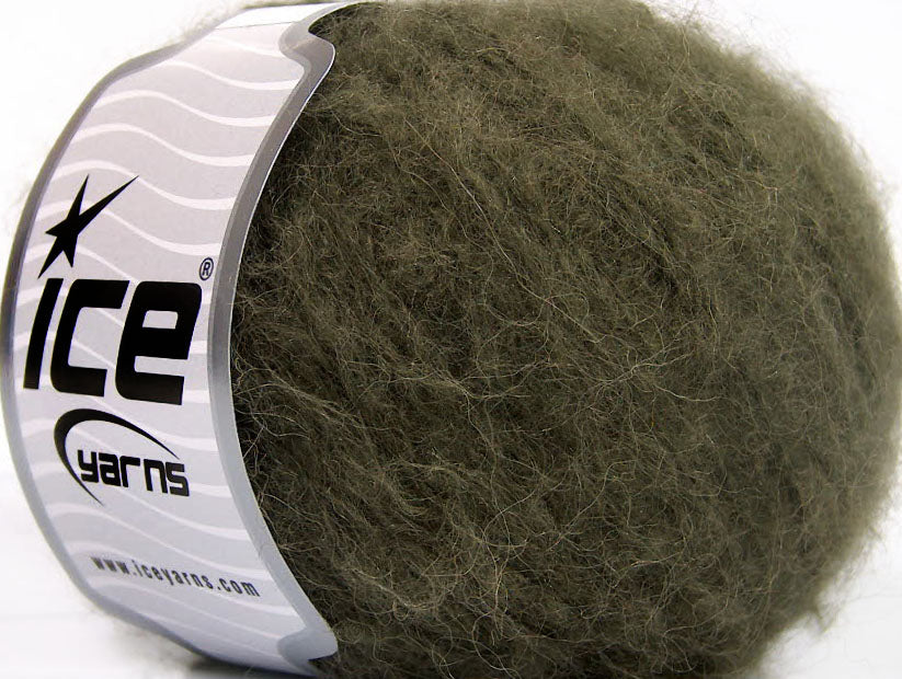 Lot of 8 Skeins ICE KAN MOHAIR (20% Mohair 25% Wool) Hand Knitting Yarn Khaki