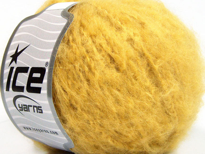 Lot of 8 Skeins ICE KAN MOHAIR (20% Mohair 25% Wool) Hand Knitting Yarn Gold