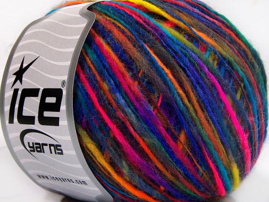 Lot of 8 Skeins ICE FLAMME WOOL LIGHT (40% Wool) Hand Knitting Yarn Rainbow