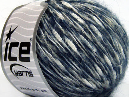 Lot of 8 Skeins ICE SALE WINTER (20% Mohair 20% Wool) Yarn Navy White Light Grey