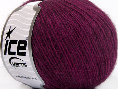 Lot of 8 Skeins Ice Yarns WOOL CORD SPORT (50% Wool) Yarn Dark Fuchsia