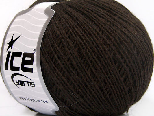 Lot of 8 Skeins ICE WOOL CORD SPORT (50% Wool) Hand Knitting Yarn Dark Brown