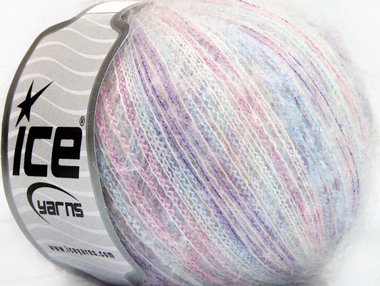 Lot of 8 Skeins ICE SALE MOHAIR-WOOL BLEND (35% Kid Mohair) Yarn White Turquoise Purple Lilac