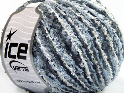 Lot of 8 Skeins Ice Yarns PUFFY FINE Yarn Black Grey White Light Blue