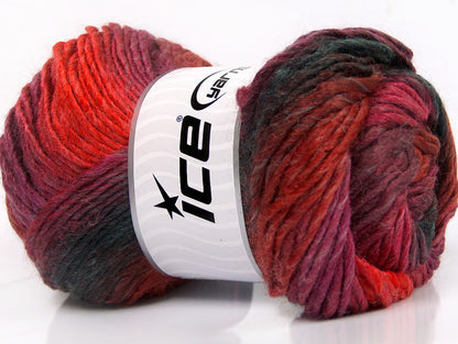 Lot of 4 x 100gr Skeins Ice Yarns AMBIENTE (50% Wool) Yarn Red Purple Copper Dark Green