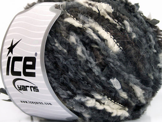 Lot of 4 x 100gr Skeins ICE SALE WINTER (70% Wool) Yarn Black Grey White