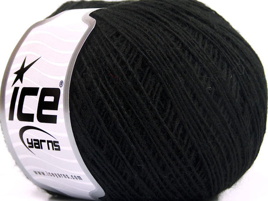 Lot of 8 Skeins Ice Yarns ACRYL CORD FINE Hand Knitting Yarn Black