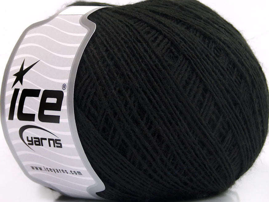 Lot of 8 Skeins Ice Yarns ACRYL CORD FINE Hand Knitting Yarn Black