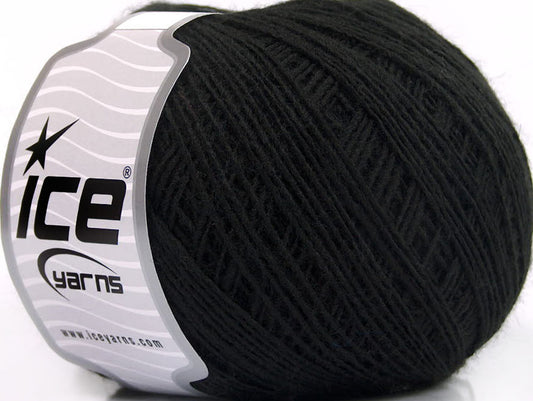 Lot of 8 Skeins Ice Yarns ACRYL CORD FINE Hand Knitting Yarn Black