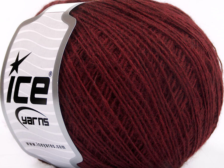 Lot of 8 Skeins Ice Yarns ACRYL CORD FINE Hand Knitting Yarn Burgundy