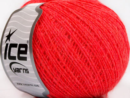 Lot of 8 Skeins ICE WOOL CORD SPORT (50% Wool) Hand Knitting Yarn Neon Red