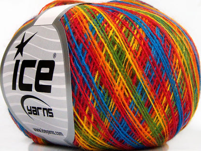 Lot of 8 Skeins ICE SALE SELF-STRIPING Hand Knitting Yarn Rainbow