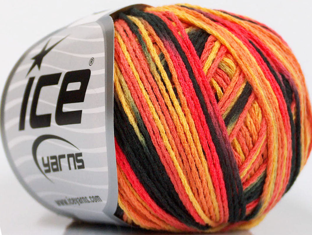 Lot of 8 Skeins Ice Yarns VENICE Hand Knitting Yarn Black Salmon Shades Gold