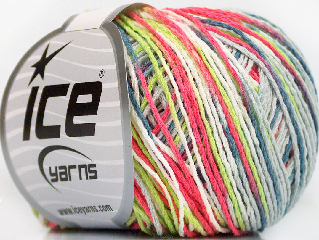 Lot of 8 Skeins Ice Yarns VENICE Yarn Jeans Blue Grey Neon Green Neon Pink White