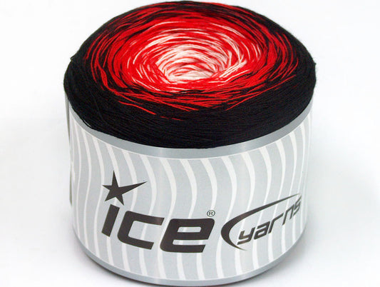 Lot of 2 x 150gr Skeins ICE CAKES COTTON FINE (50% Cotton) Yarn Black Red White