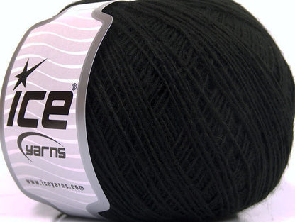 Lot of 8 Skeins ICE ACRYL CORD FINE Hand Knitting Yarn Black
