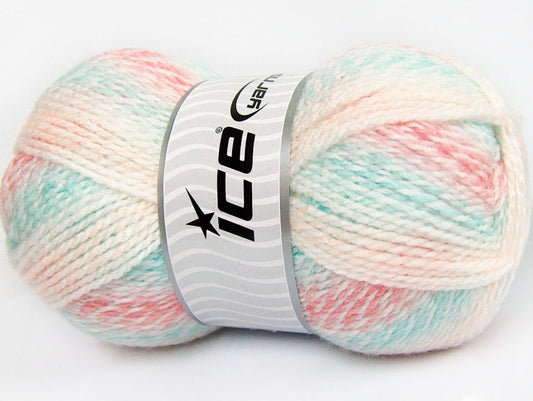 Lot of 4 x 100gr Skeins ICE ANGEL BABY Yarn Mint Green Salmon Shades White