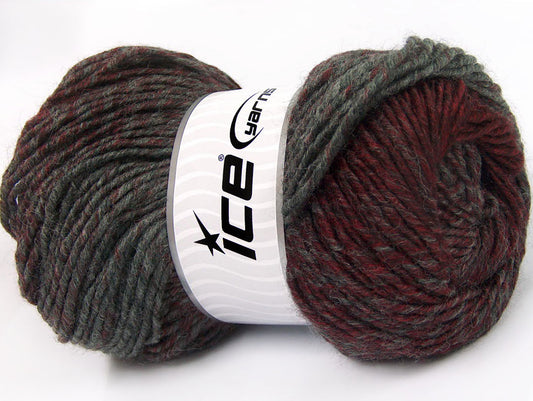 Lot of 4 x 100gr Skeins Ice Yarns FANTASIA (25% Wool) Yarn Grey Burgundy
