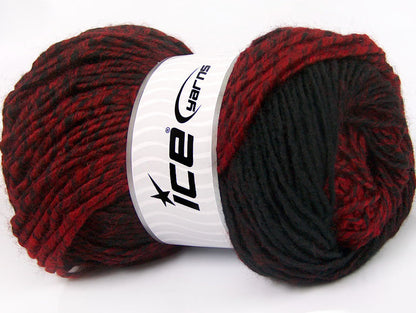 Lot of 4 x 100gr Skeins Ice Yarns FANTASIA (25% Wool) Yarn Black Red