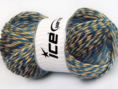 Lot of 4 x 100gr Skeins Ice Yarns HARMONY Yarn Blue Shades Camel Beige Grey Cream