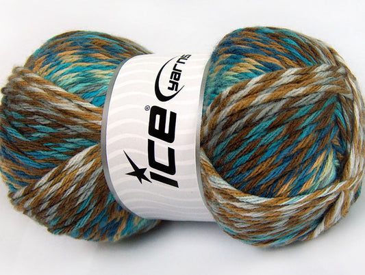 Lot of 4 x 100gr Skeins Ice Yarns HARMONY Yarn Brown Shades Turquoise Shades Light Grey