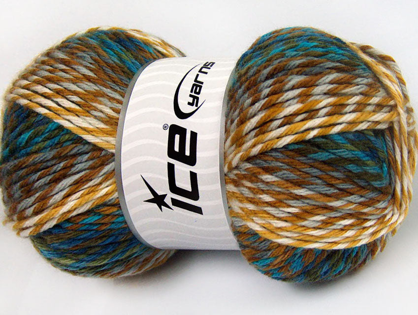 Lot of 4 x 100gr Skeins Ice Yarns HARMONY Yarn Turquoise Blue Grey Brown Shades