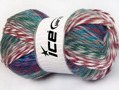 Lot of 4 x 100gr Skeins Ice Yarns HARMONY Yarn Grey Khaki Orchid White Turquoise