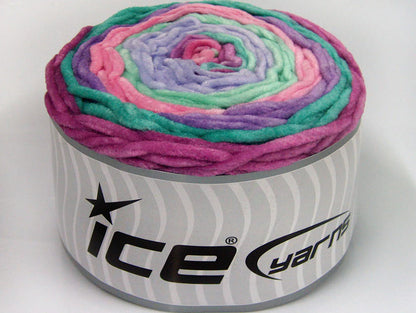 Lot of 2 x 150gr Skeins Ice Yarns CAKES CHENILLE BABY Yarn Orchid Green Lilac Pink Lilac