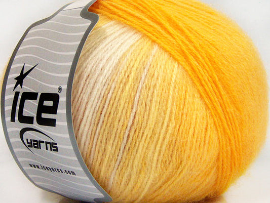 Lot of 4 x 100gr Skeins Ice Yarns ANGORA DESIGN (20% Angora 20% Wool) Yarn Yellow Shades White