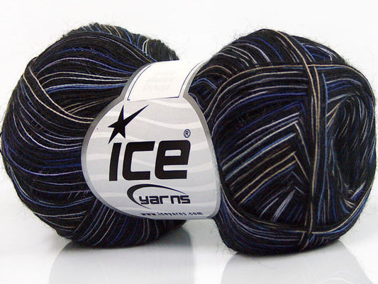 Lot of 8 Skeins ICE SALE SUMMER (100% Cotton) Yarn Black Blue Shades
