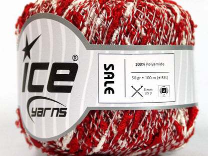 Lot of 6 Skeins Ice Yarns SALE SUMMER Hand Knitting Yarn Red White