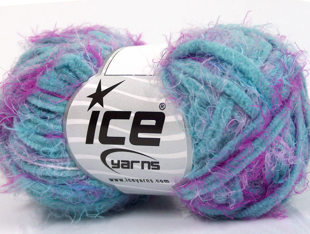 Lot of 8 Skeins Ice Yarns SALE EYELASH BLEND Yarn Turquoise Fuchsia