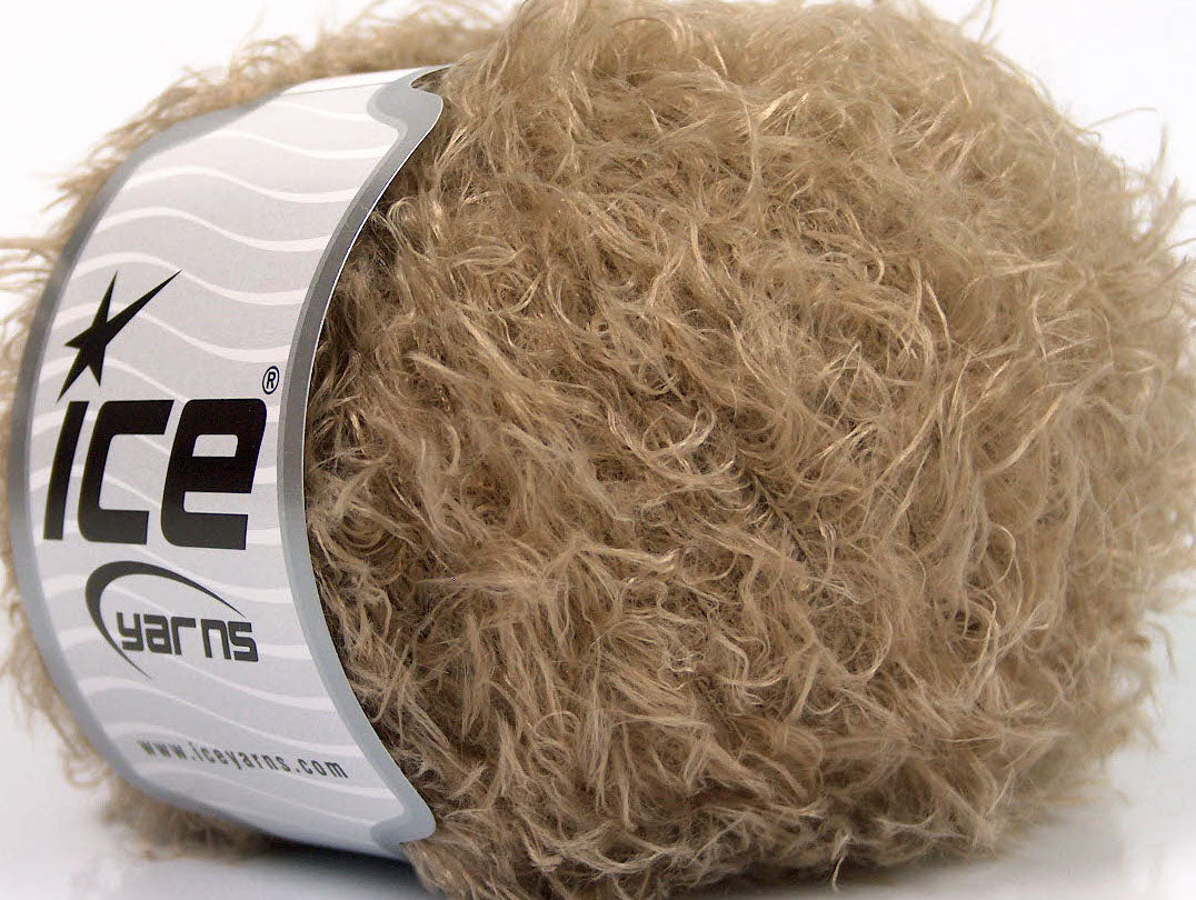 Lot of 8 Skeins Ice Yarns SALE EYELASH Hand Knitting Yarn Camel