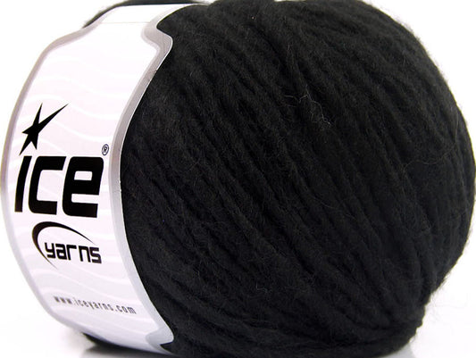 Lot of 8 Skeins Ice Yarns WOOL CORD ARAN (50% Wool) Hand Knitting Yarn Black