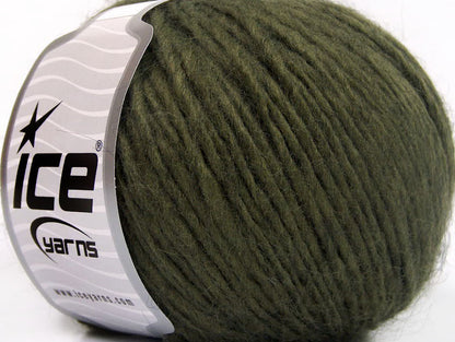 Lot of 8 Skeins Ice Yarns WOOL CORD ARAN (50% Wool) Hand Knitting Yarn Khaki