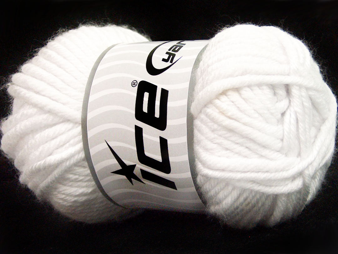 Lot of 2 x 200gr Skeins Ice Yarns ATLAS JUMBO Hand Knitting Yarn White