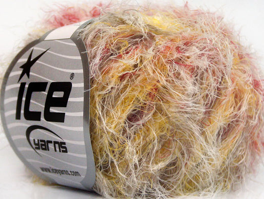 Lot of 8 Skeins Ice Yarns SALE EYELASH Hand Knitting Yarn Yellow Camel Salmon