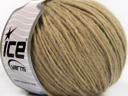 Lot of 8 Skeins Ice Yarns WOOL CORD ARAN (50% Wool) Yarn Light Brown