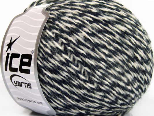 Lot of 8 Skeins ICE WOOL LIGHT (50% Wool) Hand Knitting Yarn Dark Navy White