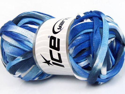 Lot of 4 x 100gr Skeins Ice Yarns SALE RIBBON Hand Knitting Yarn Blue Shades