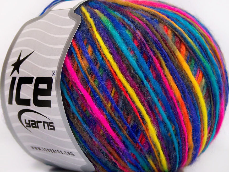 Lot of 8 Skeins ICE FLAMME WOOL LIGHT (40% Wool) Hand Knitting Yarn Rainbow