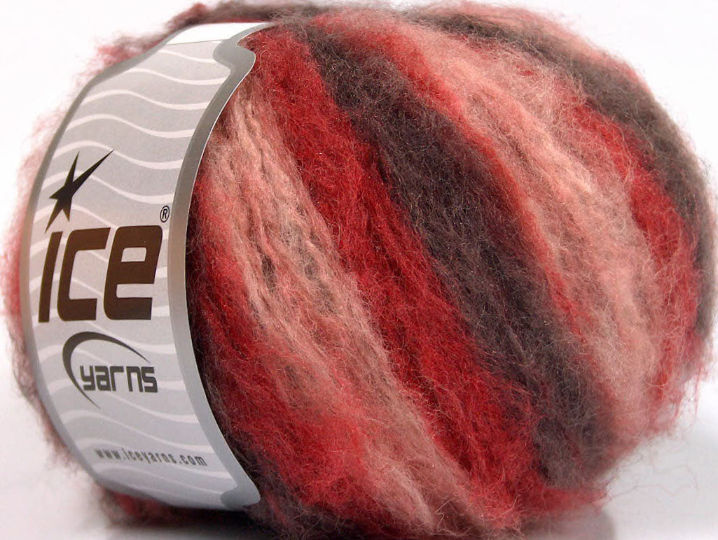 Lot of 8 Skeins Ice Yarns KAN MOHAIR (20% Mohair 25% Wool) Yarn Maroon Red Pink
