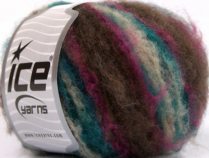 Lot of 8 Skeins Ice Yarns KAN MOHAIR (20% Mohair 25% Wool) Yarn Brown Fuchsia Turquoise Light Grey